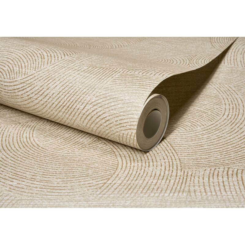 Chesapeake Harrison Taupe Swirling Geometric Wallpaper