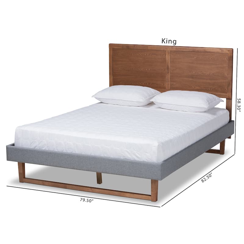 Carson Carrington Inglerud Upholstered Ash Walnut Wood Platform Bed