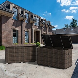 Outdoor 296 Gallon Large Rattan Deck Storage Box by Moda Furnishings