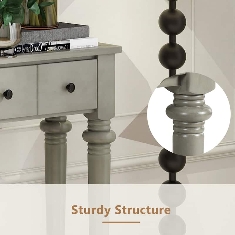 59" Retro Console Table with Open Shelf and 4 Drawers