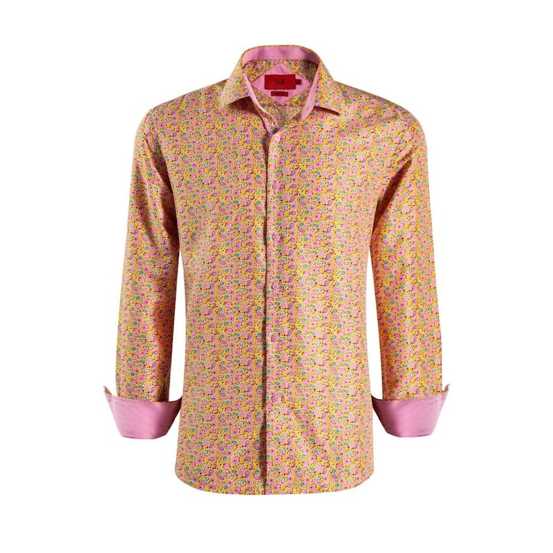 Elie Balleh Boys' Slim Fit Paisley Print Shirt - 6 - Yellow