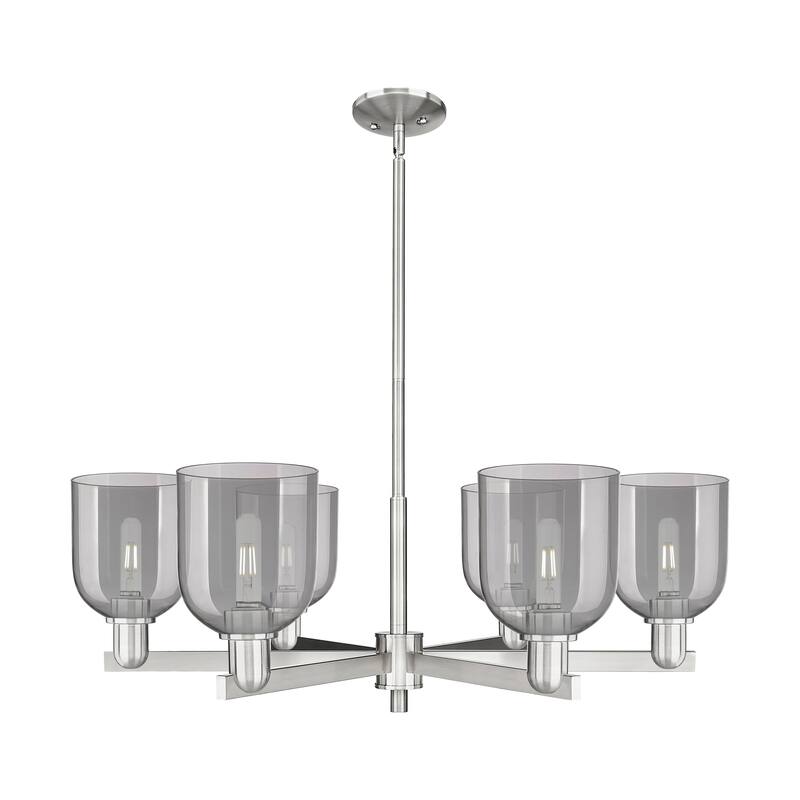 Innovations Lighting Endless Possibilities Arcadia - Bella - 6 Light 35" Stem Hung Chandelier - Satin Nickel/Light Smoke