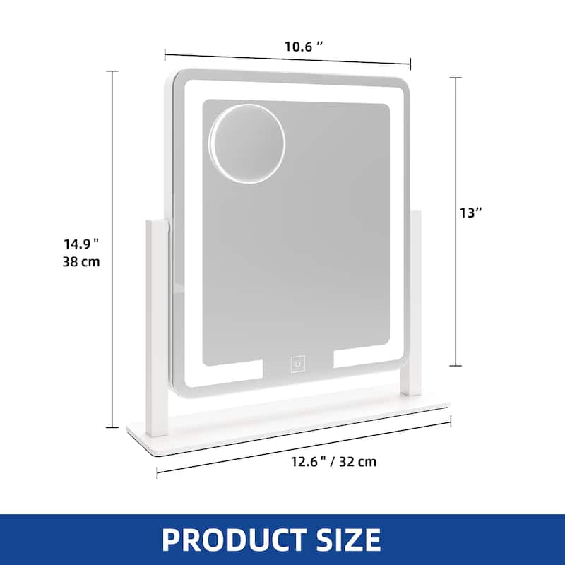 Moasis Vanity Mirror Smart LED Makeup Mirror 360° Rotating 10x Magnifying Mirror - 12.6"L x 7.9"W x 14.9"H