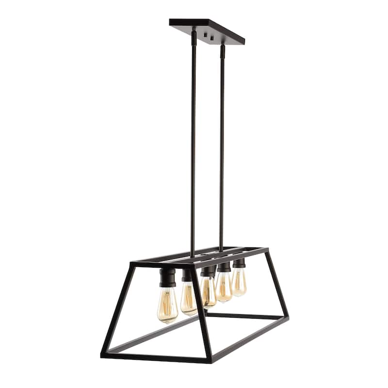 Staunton 38" 5-Light Adjustable Iron Farmhouse Vintage LED Dimmable Pendant, by JONATHAN Y
