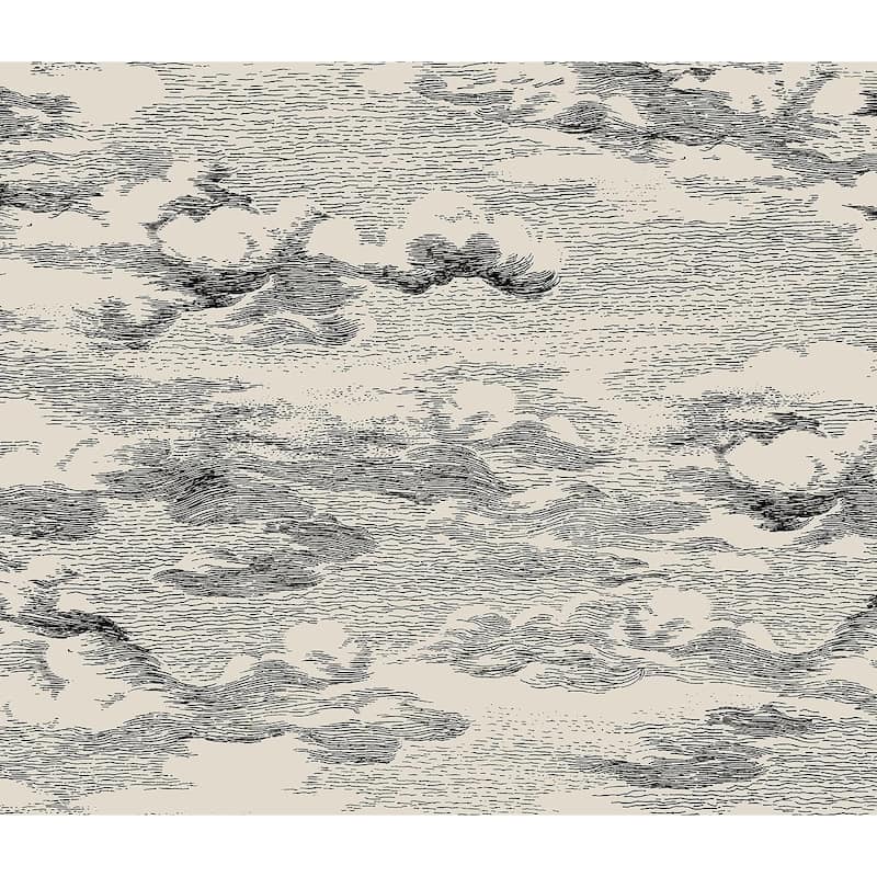 Harry & Grace Clouds Peel And Stick Wallpaper - 20.5 in. W x 18 ft. L - Beige & Black