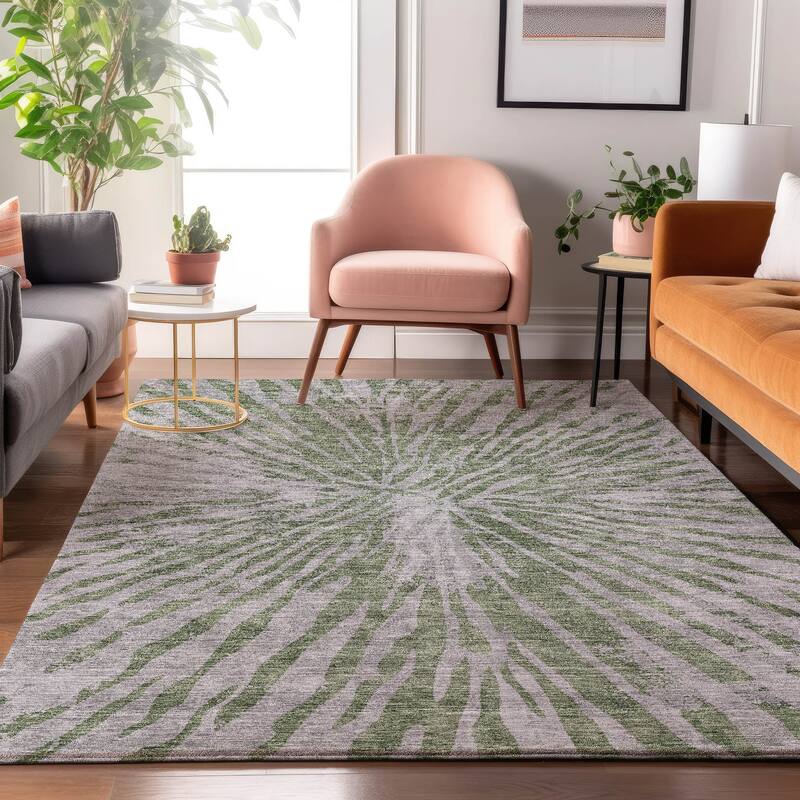 Premium Washable Super Soft Modern Twilight Mayfield Rug - Olive - 3' x 5' - Rectangle