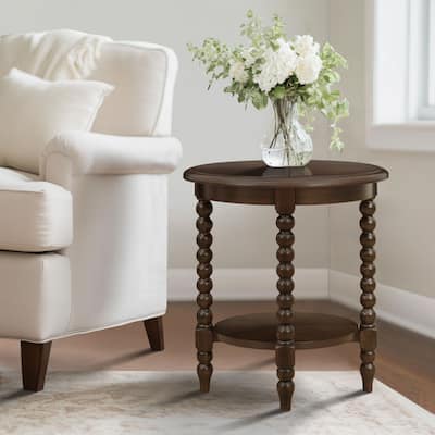 Martha Stewart Philippe Round End Table with Shelf - 20"Dia x 24"H