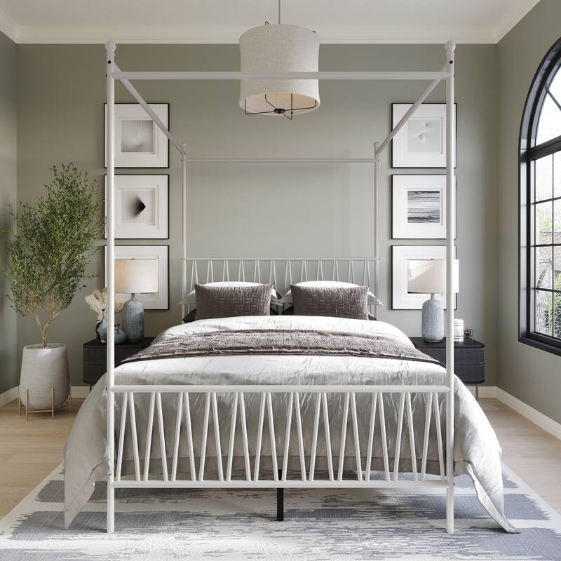 Clayfell Dallas Metal Canopy Bed - Full - White