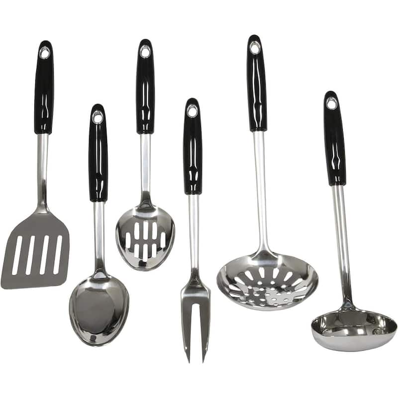 Chef Craft 6 Piece Heavy Duty Stainless Steel Kitchen Tool and Utensil Set - Silver
