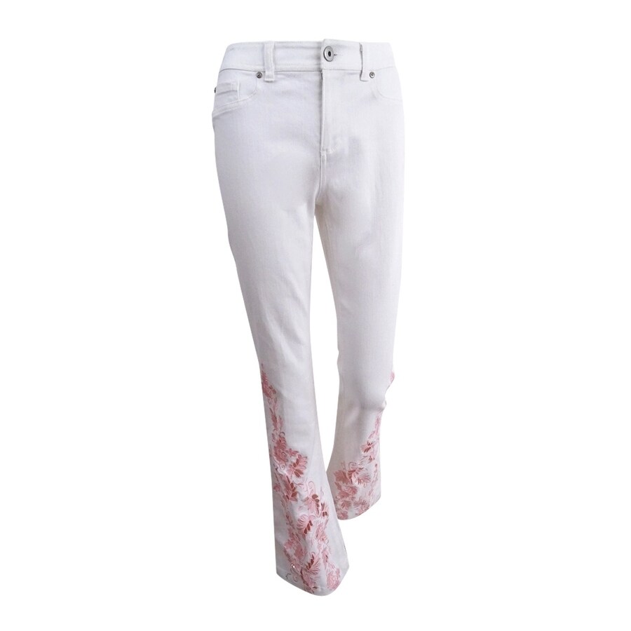 white flare leg jeans