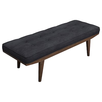 Wilson Taupe and Natural Upholstered Tufted Bench
