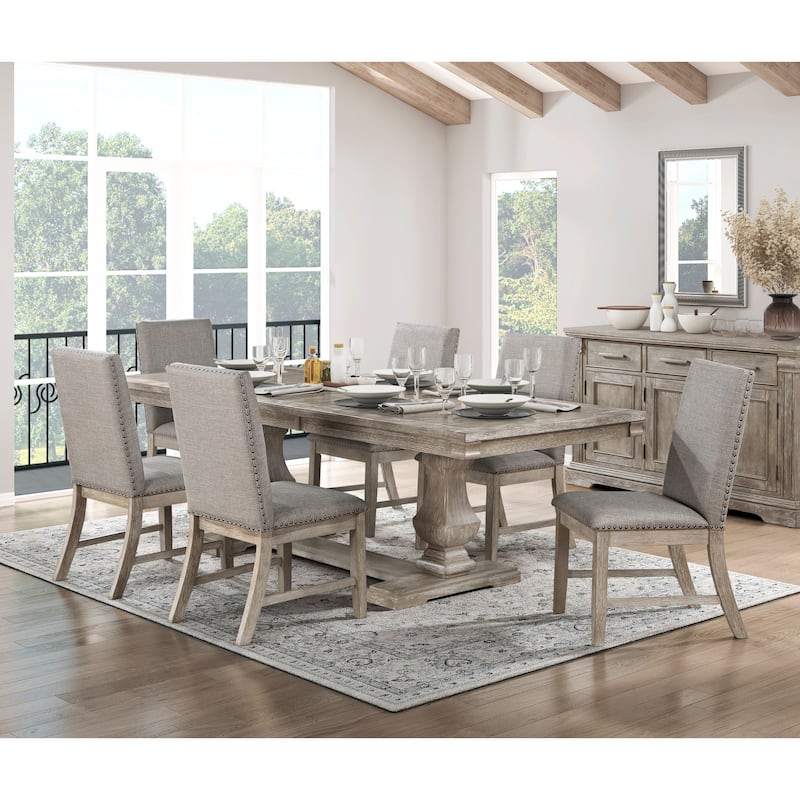 Traditional Dining Furniture Set Extendable Table Bench Side Chairs Wooden Rustic Style