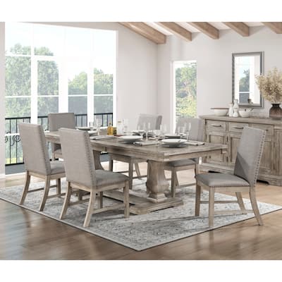 Traditional Dining Furniture Set Extendable Table Bench Side Chairs Wooden Rustic Style