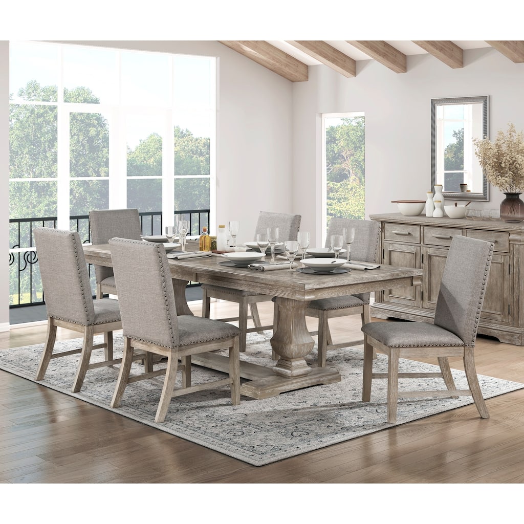 Traditional Dining Furniture Set Extendable Table Bench Side Chairs Wooden Rustic Style
