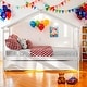 preview thumbnail 34 of 42, Full Size Wooden House Bed Platform Bed with Twin Size Trundle and Solid Construction