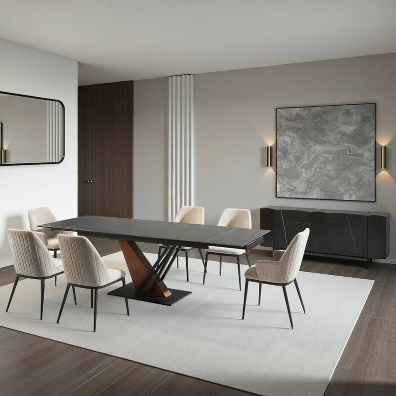 Mae Modern Almond Upholstered Dining Chair with Curved Back and Arms - Set of 2