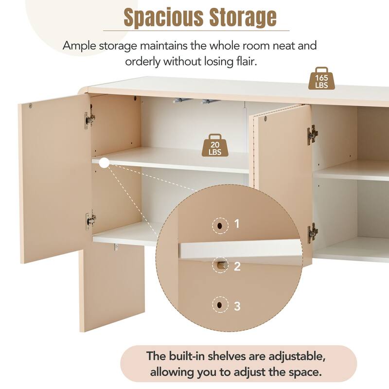 Modern 4-Door Sideboard Buffet with Adjustable Shelves & Rebound Mechanism for Living Room Storage