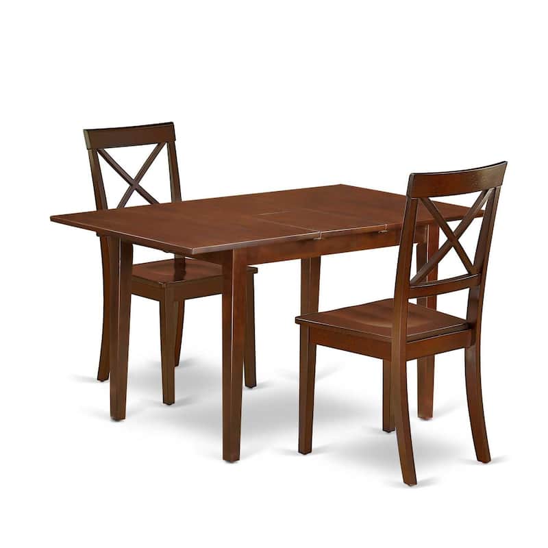 Rustic Kitchen Table Set 3pc Rectangle Dining Table with Chairs, 48-60" Extendable