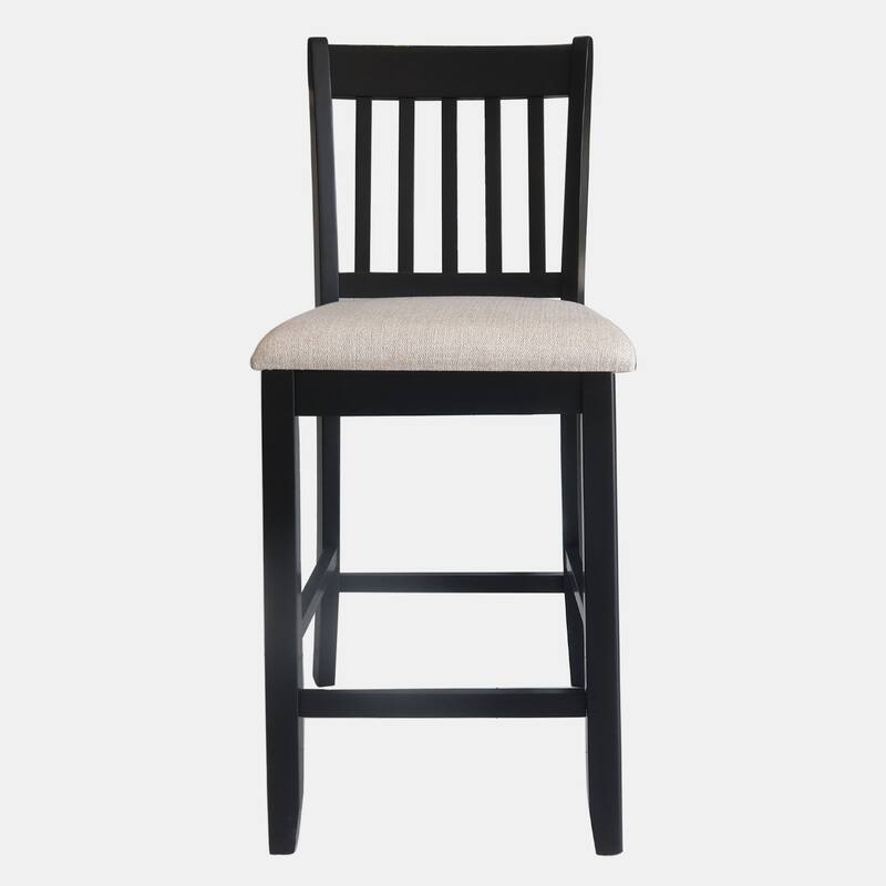 Modern Solid Wood 2 Piece Bar Dining Chair Set with Cushions, Slatted Backrest for Dining Room Kitchen Living Room Bedroom
