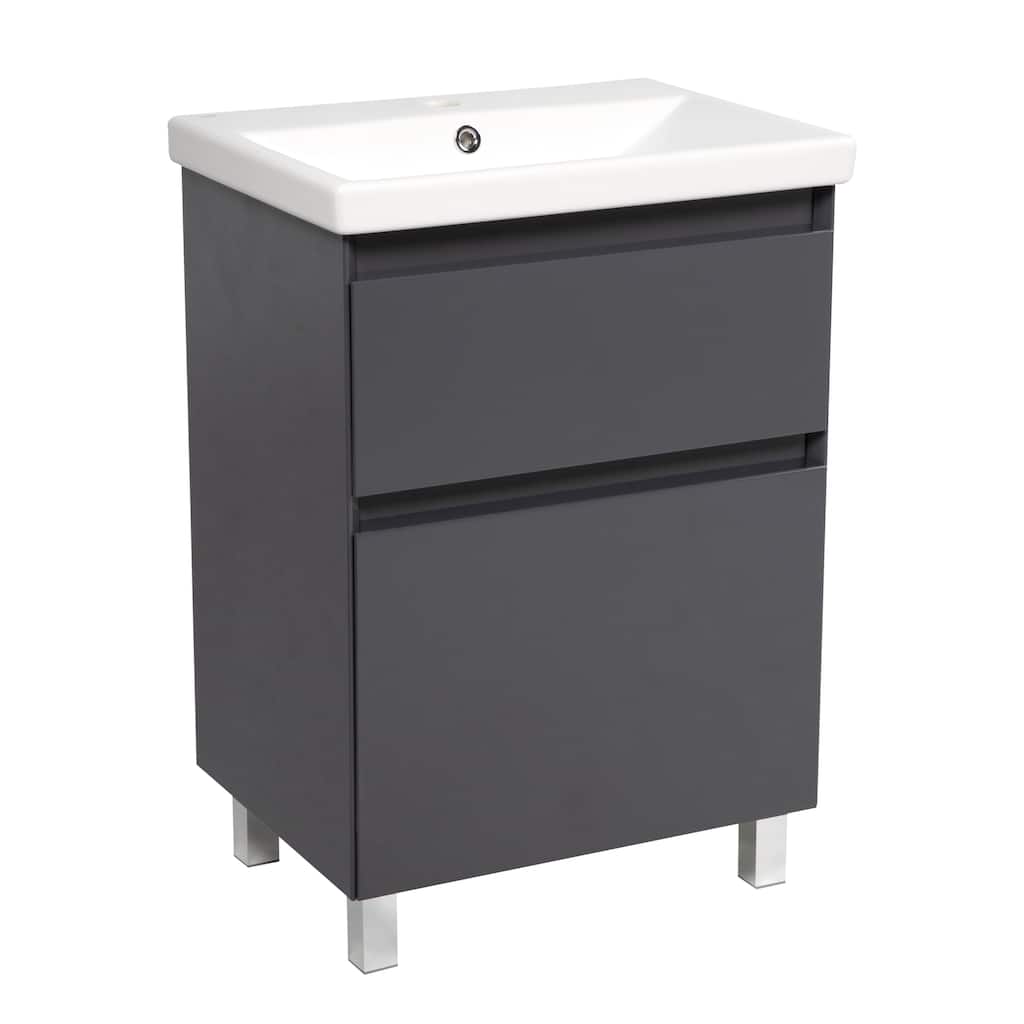 Modern Free standing Bathroom Vanity with Washbasin Elit Graphite Gloss Non-Toxic MDF-24"-Omega 32"