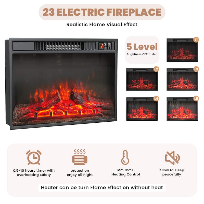 EROMMY Electric Fireplace Heater Mantel TV Cabinet, Media Entertainment Center, Energy Efficient Heater
