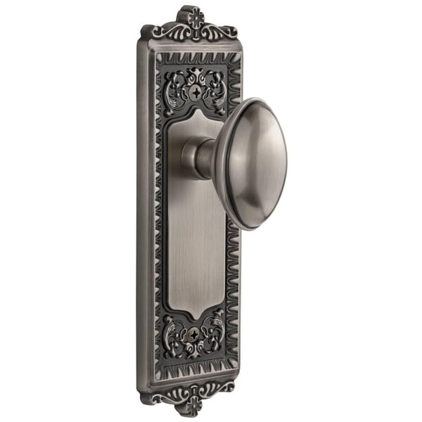 Grandeur WINEDN_PRV_234 Windsor Solid Brass Rose Privacy Door Knob Set with Eden Prairie Knob and 2-3/4" Backset