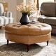 preview thumbnail 12 of 25, HULALA HOME Idalia Traditional Genuine Leather Ottoman with Caster Wheels and Solid Wood Legs Camel