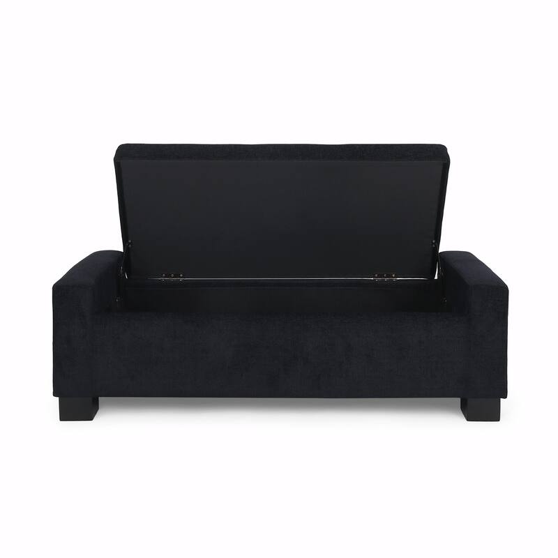 Rectangular Storage Ottoman - 50" Textured Fabric & Wood Base