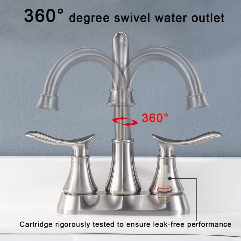 2Handle 4Inch Bathroom Faucets with Popup Drain and Supply Hoses