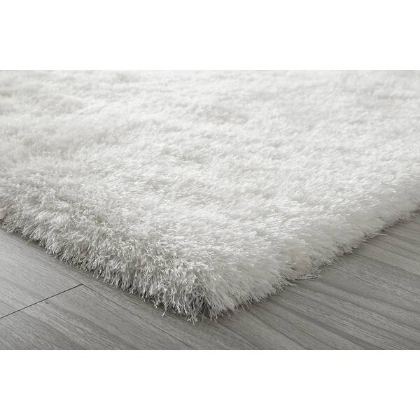 White Microfiber Soft Thick Plush Cozy Shaggy Shag Area Rug Overstock 28443312 5 X 7
