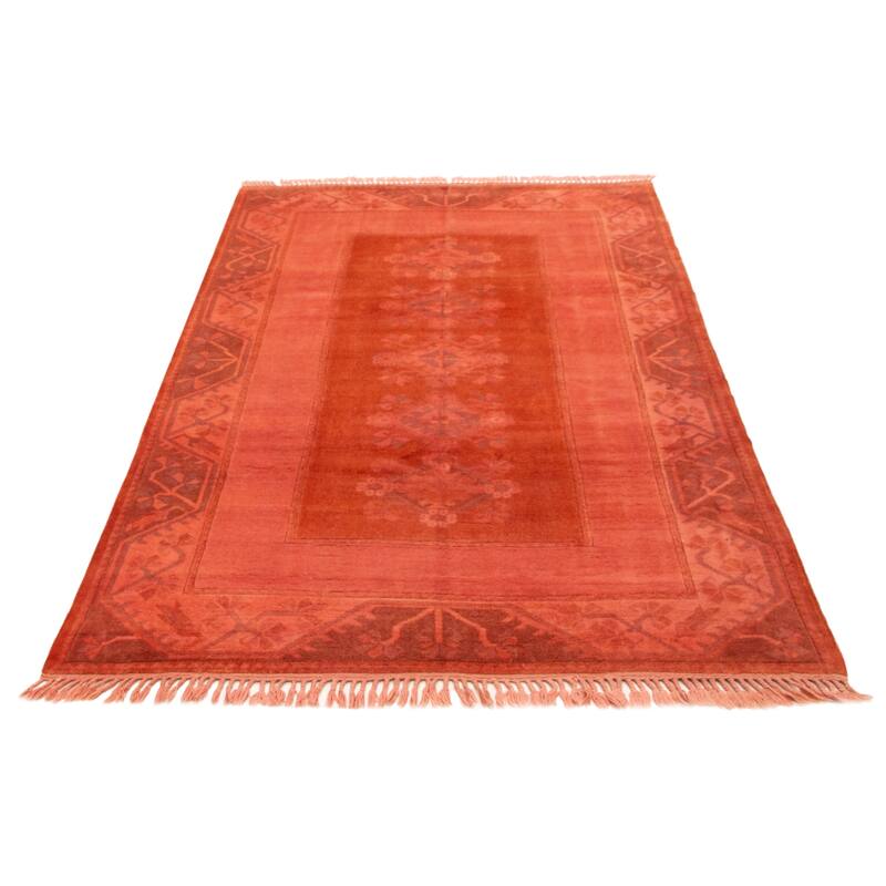 ECARPETGALLERY Hand-knotted Color Transition Salmon Wool Rug - 6'4 x 9'8