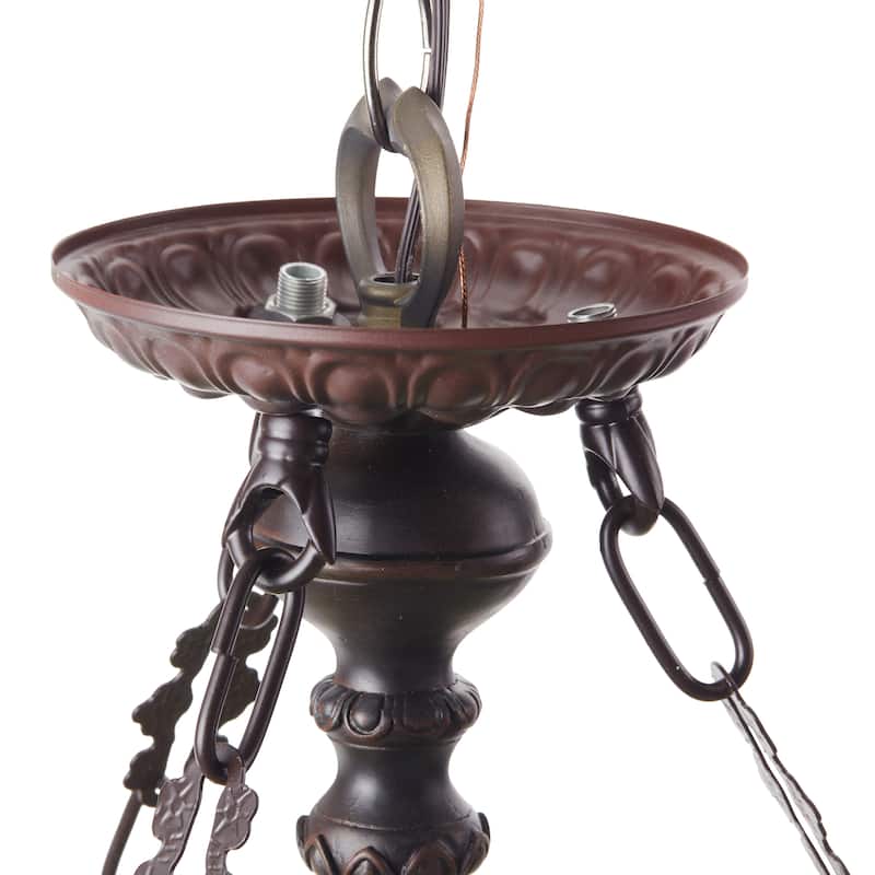 Evelyn River of Goods Multicolor Stained Glass 19.25-Inch Pendant Light with Adjustable Hanging Cord - 19.25" x 19.25" x 25.5"