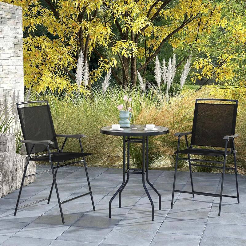 3 PCS Outdoor Bar Set Counter Height Patio Bistro Furniture Set
