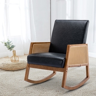 Accent Rocking Chair With Wood Arm For Living Room - Bed Bath & Beyond ...