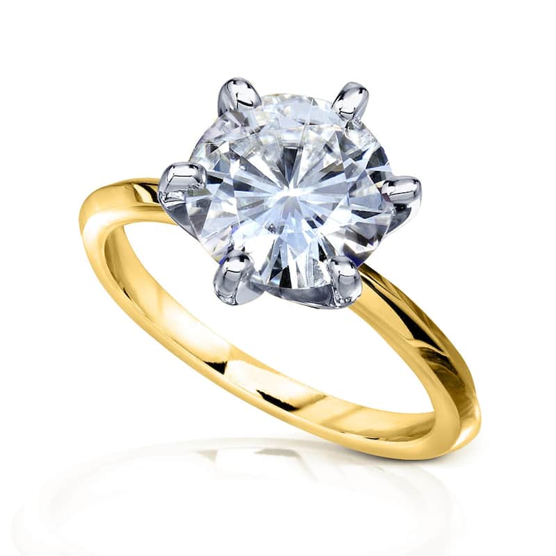 Kobelli 3 Carat Lab Grown Diamond Certified 14k Solid Gold Solitaire 6-Prong Engagement Ring (EF/VS) - Yellow - 8