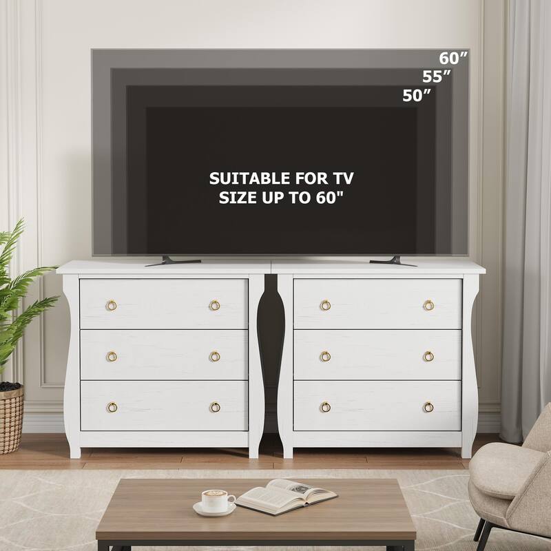 3/6/7 Drawer Dresser - Boho Dresser with Curved Legs, Freestanding Storage Chest Organizer