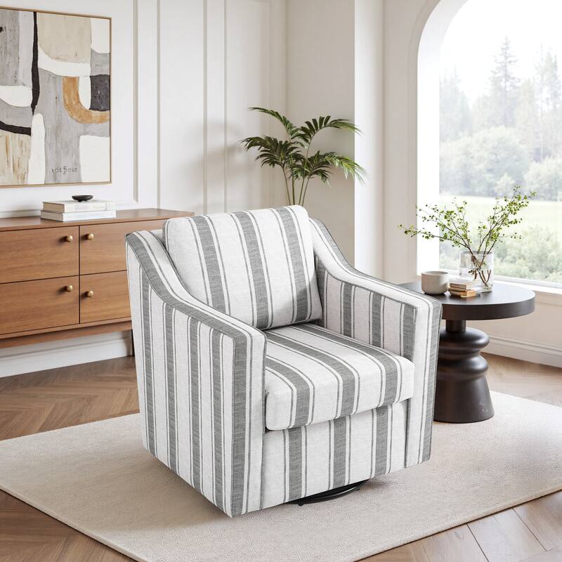 30'' W Vegan Leather/ Chenille Swivel Accent Chair
