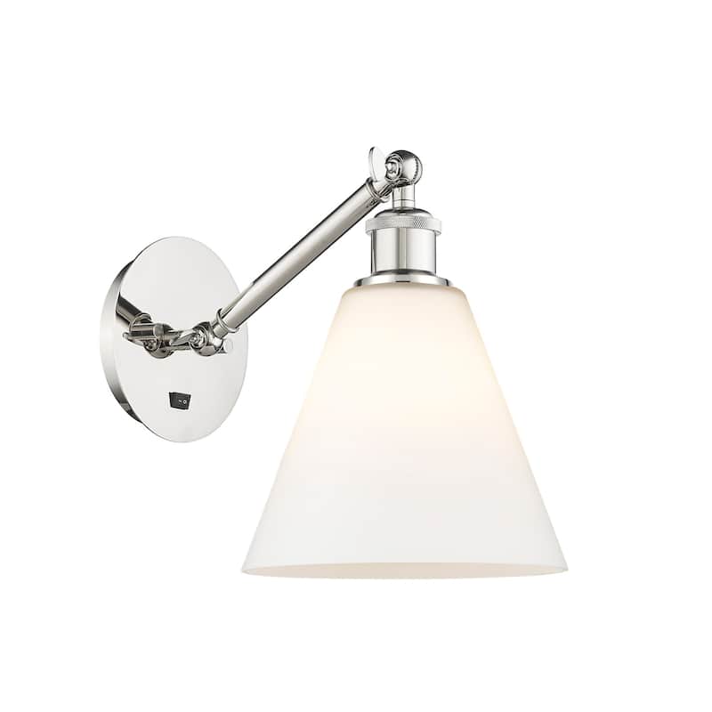 Innovations Lighting 317-1W-14-8 Berkshire Sconce Berkshire 14" Tall - Polished Nickel / Matte White