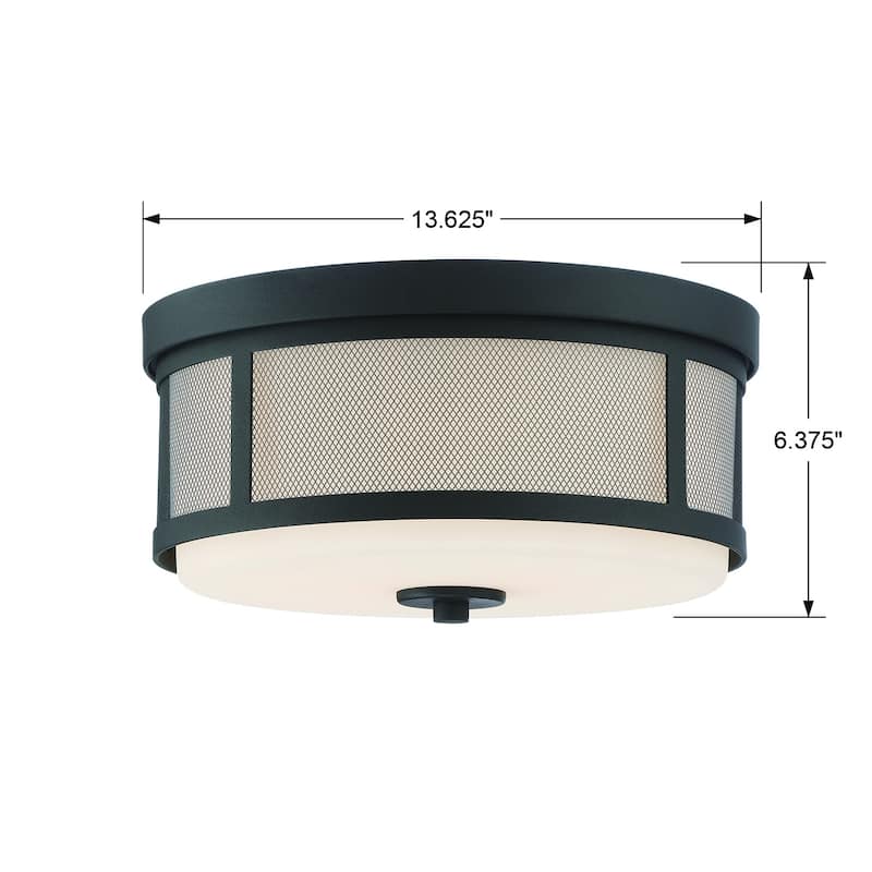 Trevor 2 Light Black Forged Ceiling Mount - 13.62'' W x 6.37'' H