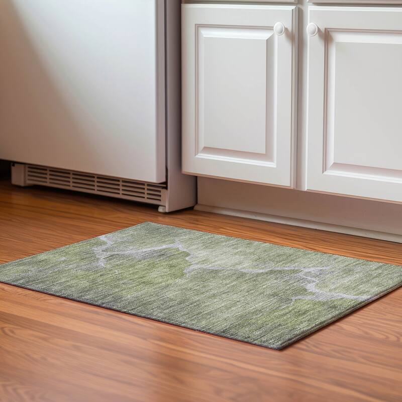 Premium Washable Super Soft Contemporary Envy Mayfield Rug - Green - 1'8" x 2'6"