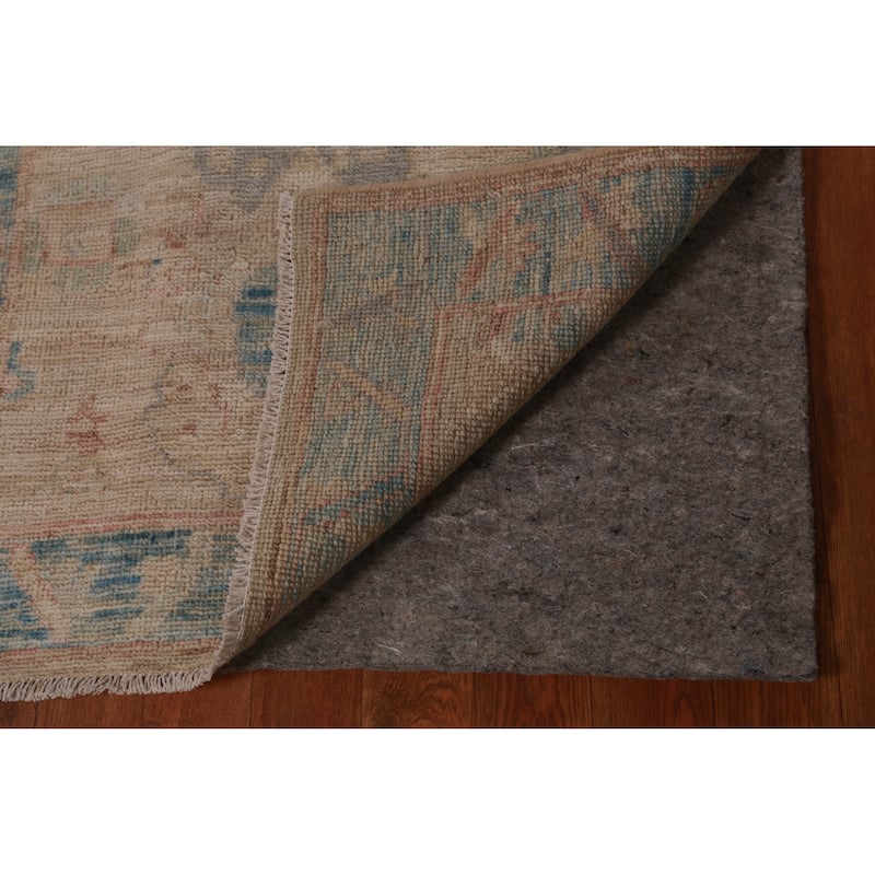 Hand Knotted Oriental 100% Wool Carpet Transitional Floral Beige & Ivories Oushak Runner Rug - 7' 11'' X 2' 6''