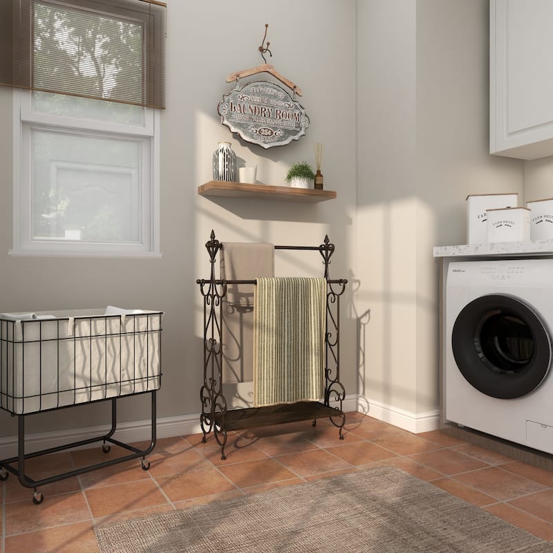 Black Wood Scroll Quilt Rack