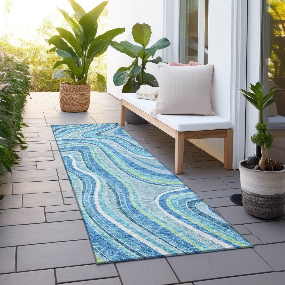Machine Washable Indoor/ Outdoor Chantille Contemporary Abstract Rug