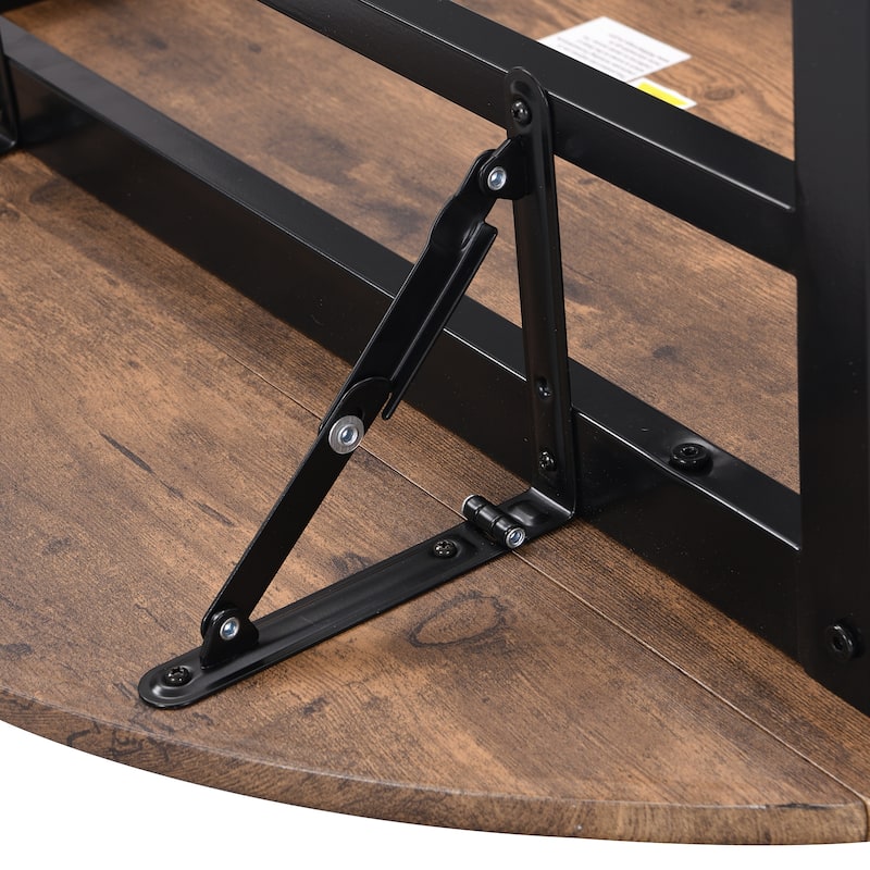 Roomfitters Modern 3-Piece Round Dining Table Set with Dual Drop Leaf and 2 Chairs for Small Spaces, Rustic Brown & Black