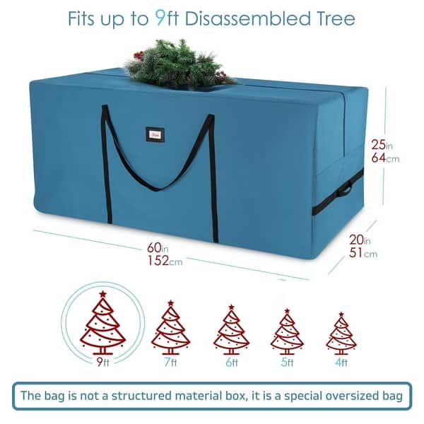 Hearth & Harbor Premium Rolling Christmas Tree Storage Bag - 60"x25"x20"