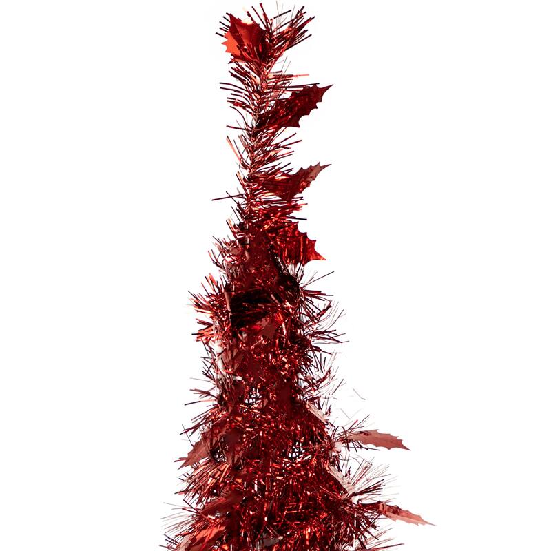 4' Red Tinsel Pop-Up Artificial Christmas Tree, Unlit - 4 Foot