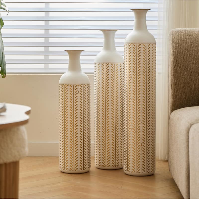 Modern Decoration Floor Metal Vase with Glazed (Set of 3)