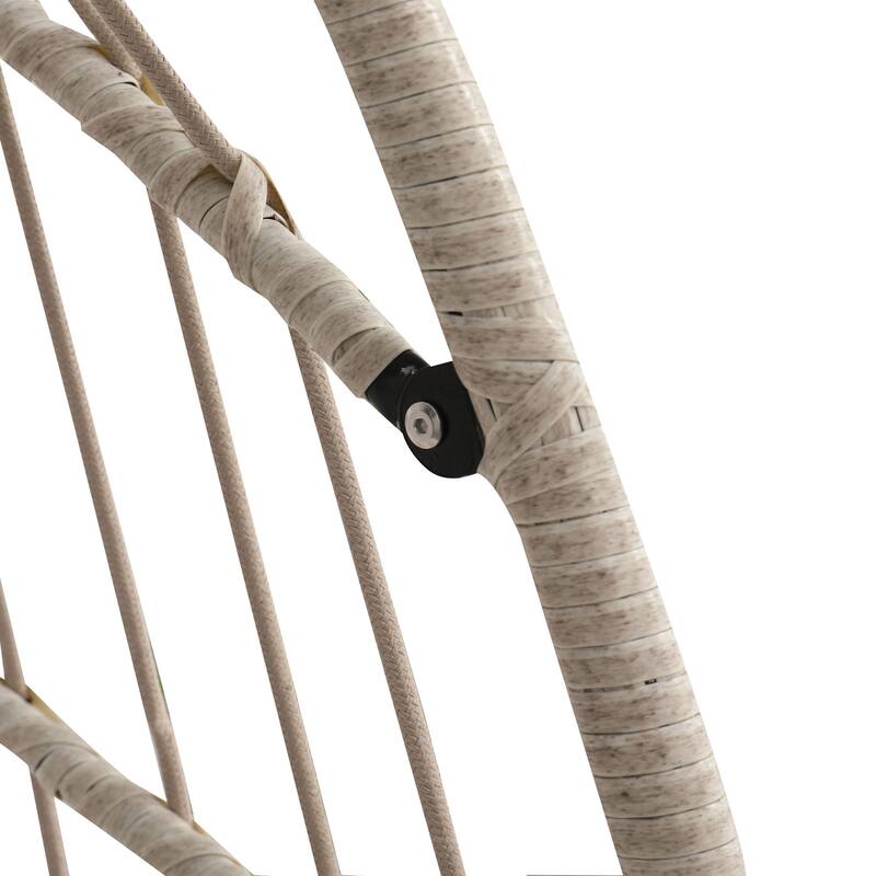 Foldable Egg Chair with Removable Cushions, Weather-Resistant Resin Wicker Hanging Chair with Headrest Pillow
