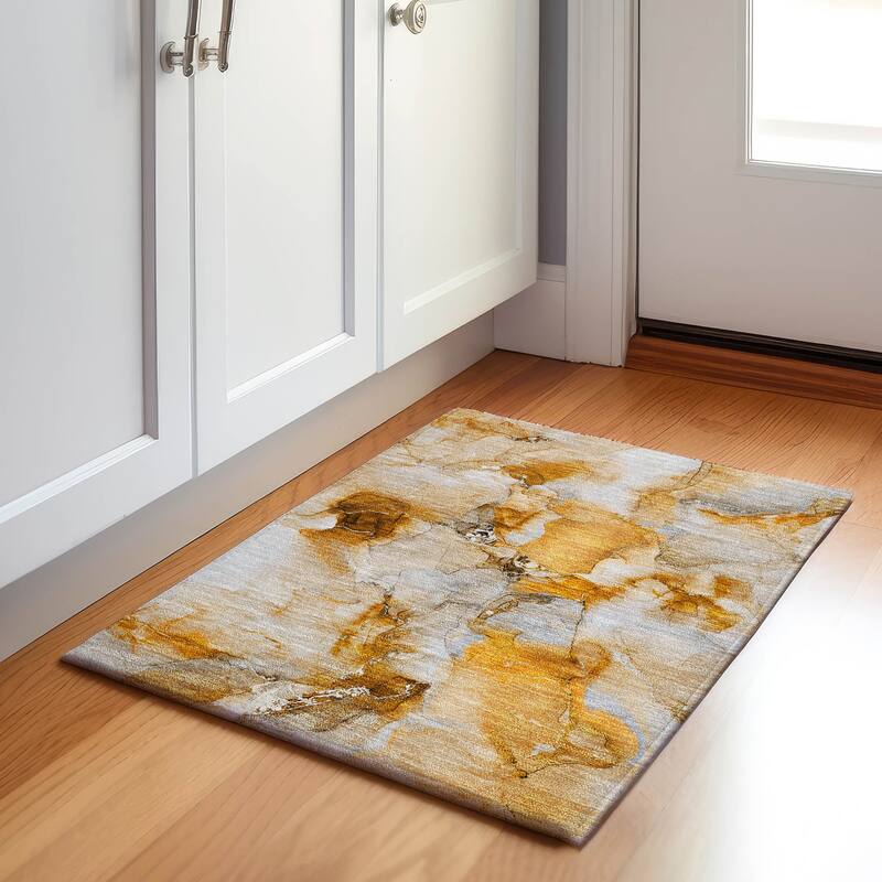 Premium Washable Super Soft Watercolor Abstract Mayfield Rug - Orange - 1' 8" x 2' 6" - Rectangle
