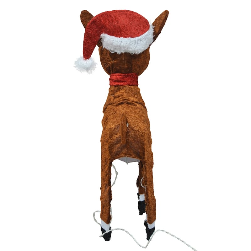 24" Rudolph 3D Pre-lit LED Yard Art Rudolph with Santa Hat and Scarf